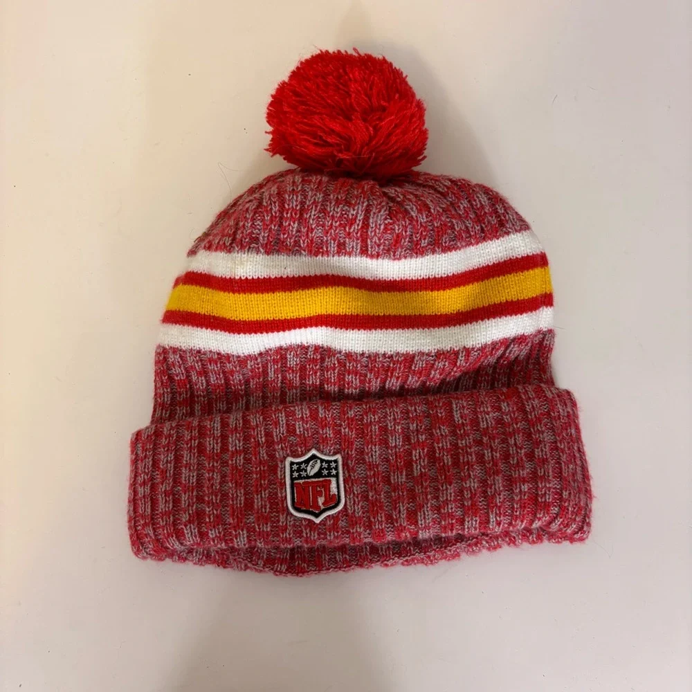 Kansas‎ City Chiefs Kids Red and Yellow Knit Beanie Winter Hat